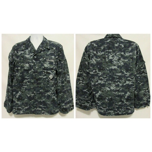 Unbrand Other - US Navy Working Uniform Type I Blue Digital Camo Shirt Jacket Medium Short